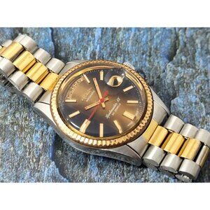 Ricoh Day Date Two Tone Automatic Watch (Brown Dial)